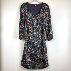 Boden Florentine Silk Shift Dress With Belt Dot Floral Womens Size 6